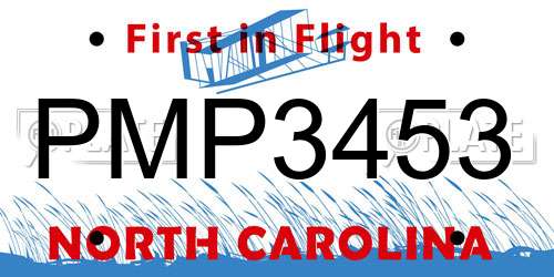 PMP3453 North Carolina License Plate