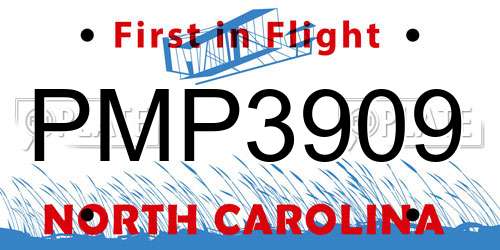 PMP3909 North Carolina License Plate