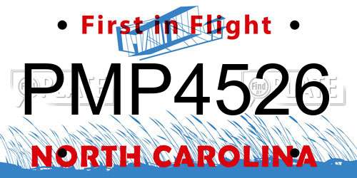 PMP4526 North Carolina License Plate