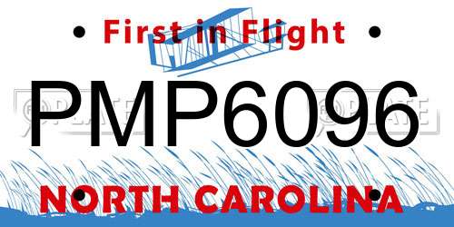 PMP6096 North Carolina License Plate
