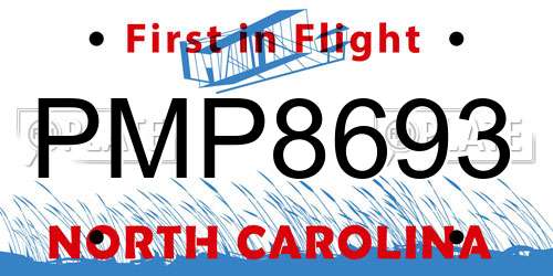 PMP8693 North Carolina License Plate