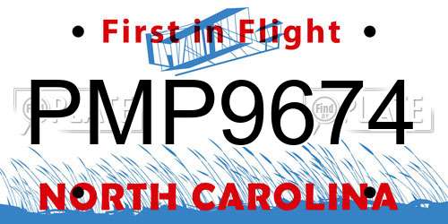PMP9674 North Carolina License Plate