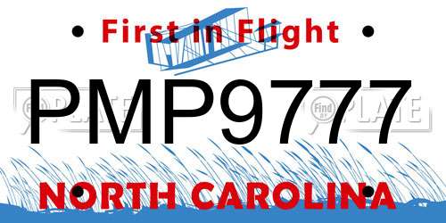 PMP9777 North Carolina License Plate