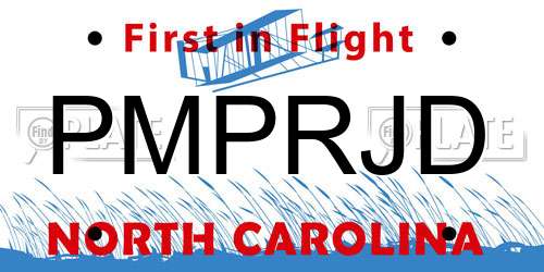 PMPRJD North Carolina License Plate