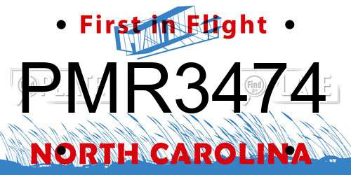 PMR3474 North Carolina License Plate