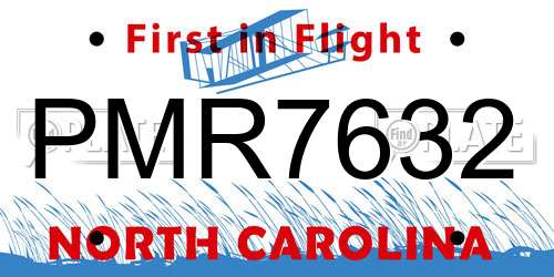 PMR7632 North Carolina License Plate