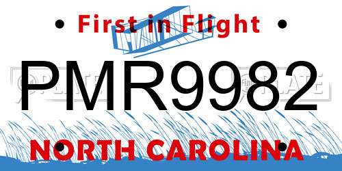 PMR9982 North Carolina License Plate