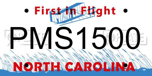 PMS1500 North Carolina License Plate