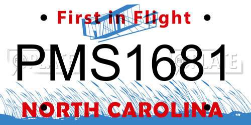 PMS1681 North Carolina License Plate