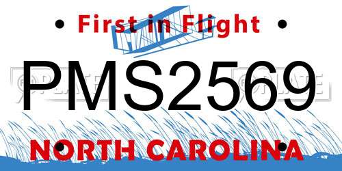 PMS2569 North Carolina License Plate