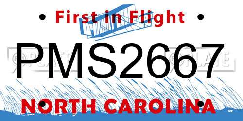 PMS2667 North Carolina License Plate