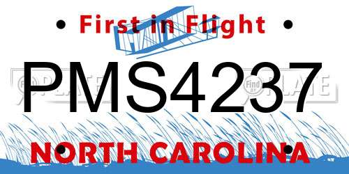 PMS4237 North Carolina License Plate