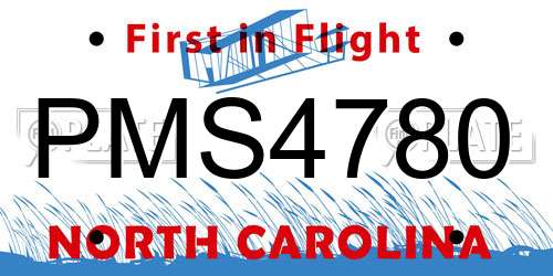 PMS4780 North Carolina License Plate