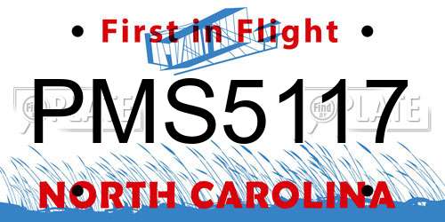 PMS5117 North Carolina License Plate
