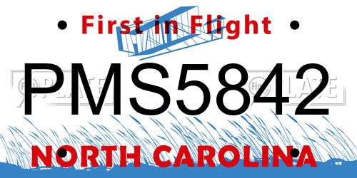 PMS5842 North Carolina License Plate