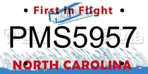 PMS5957 North Carolina License Plate