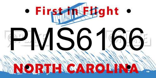 PMS6166 North Carolina License Plate