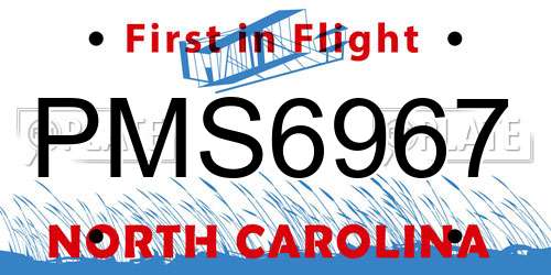 PMS6967 North Carolina License Plate