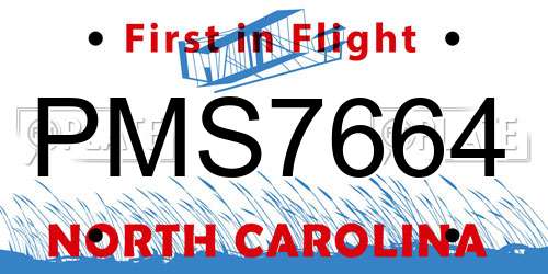 PMS7664 North Carolina License Plate
