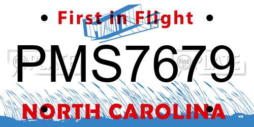 PMS7679 North Carolina License Plate
