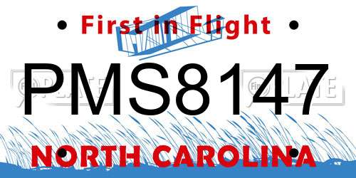 PMS8147 North Carolina License Plate