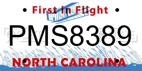 PMS8389 North Carolina License Plate