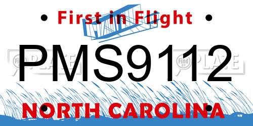 PMS9112 North Carolina License Plate