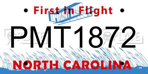PMT1872 North Carolina License Plate