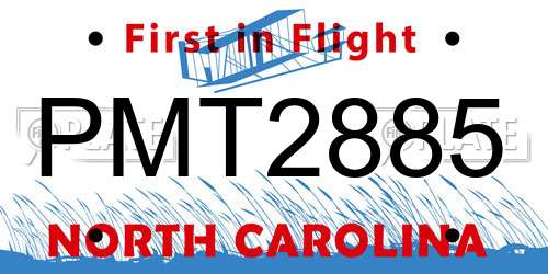 PMT2885 North Carolina License Plate