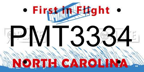 PMT3334 North Carolina License Plate