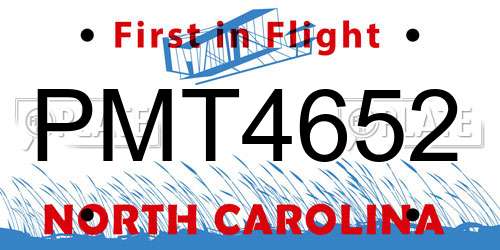 PMT4652 North Carolina License Plate