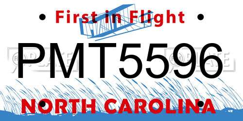 PMT5596 North Carolina License Plate