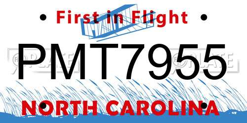 PMT7955 North Carolina License Plate