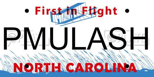 PMULASH North Carolina License Plate