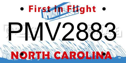 PMV2883 North Carolina License Plate