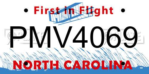 PMV4069 North Carolina License Plate