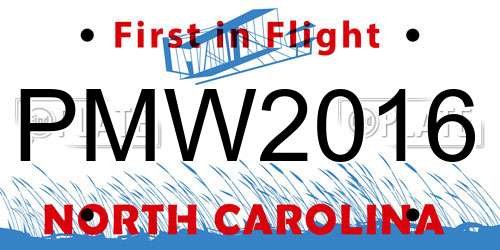 PMW2016 North Carolina License Plate