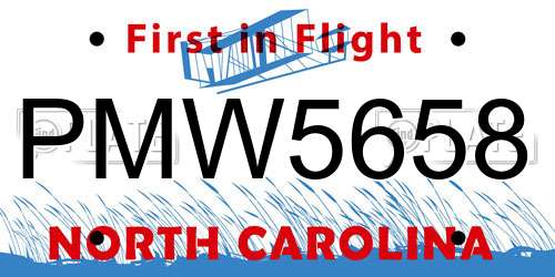 PMW5658 North Carolina License Plate