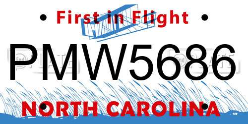 PMW5686 North Carolina License Plate
