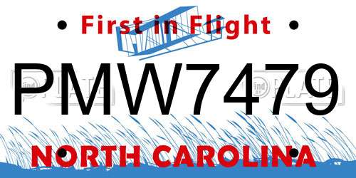 PMW7479 North Carolina License Plate