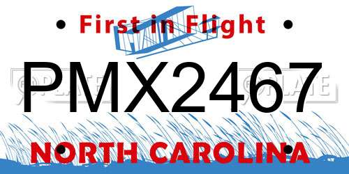 PMX2467 North Carolina License Plate