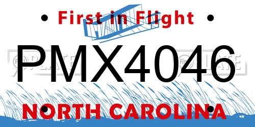 PMX4046 North Carolina License Plate
