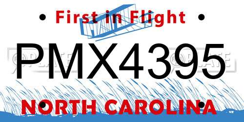 PMX4395 North Carolina License Plate