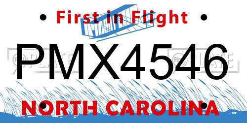 PMX4546 North Carolina License Plate