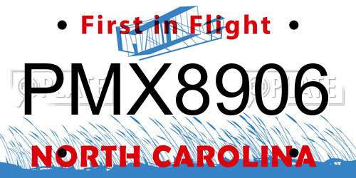 PMX8906 North Carolina License Plate