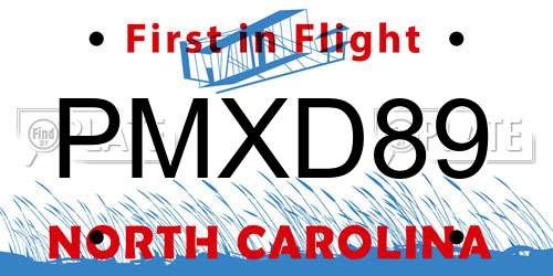 PMXD89 North Carolina License Plate