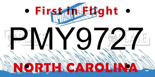 PMY9727 North Carolina License Plate