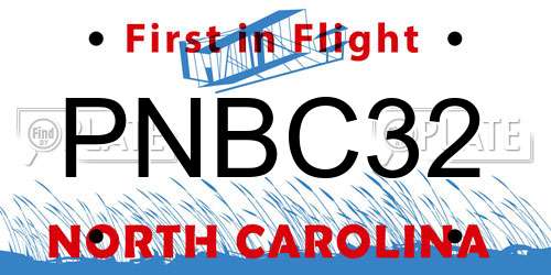 PNBC32 North Carolina License Plate