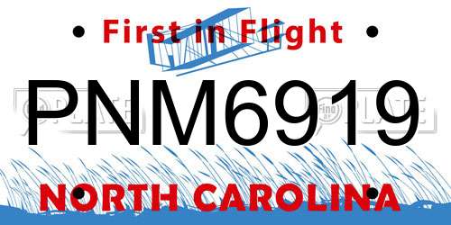 PNM6919 North Carolina License Plate