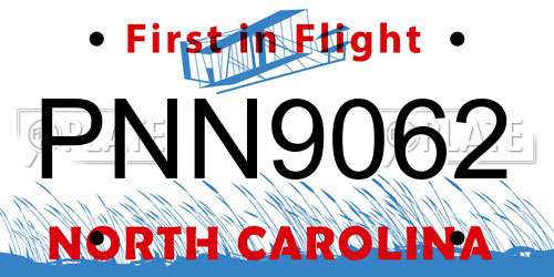 PNN9062 North Carolina License Plate